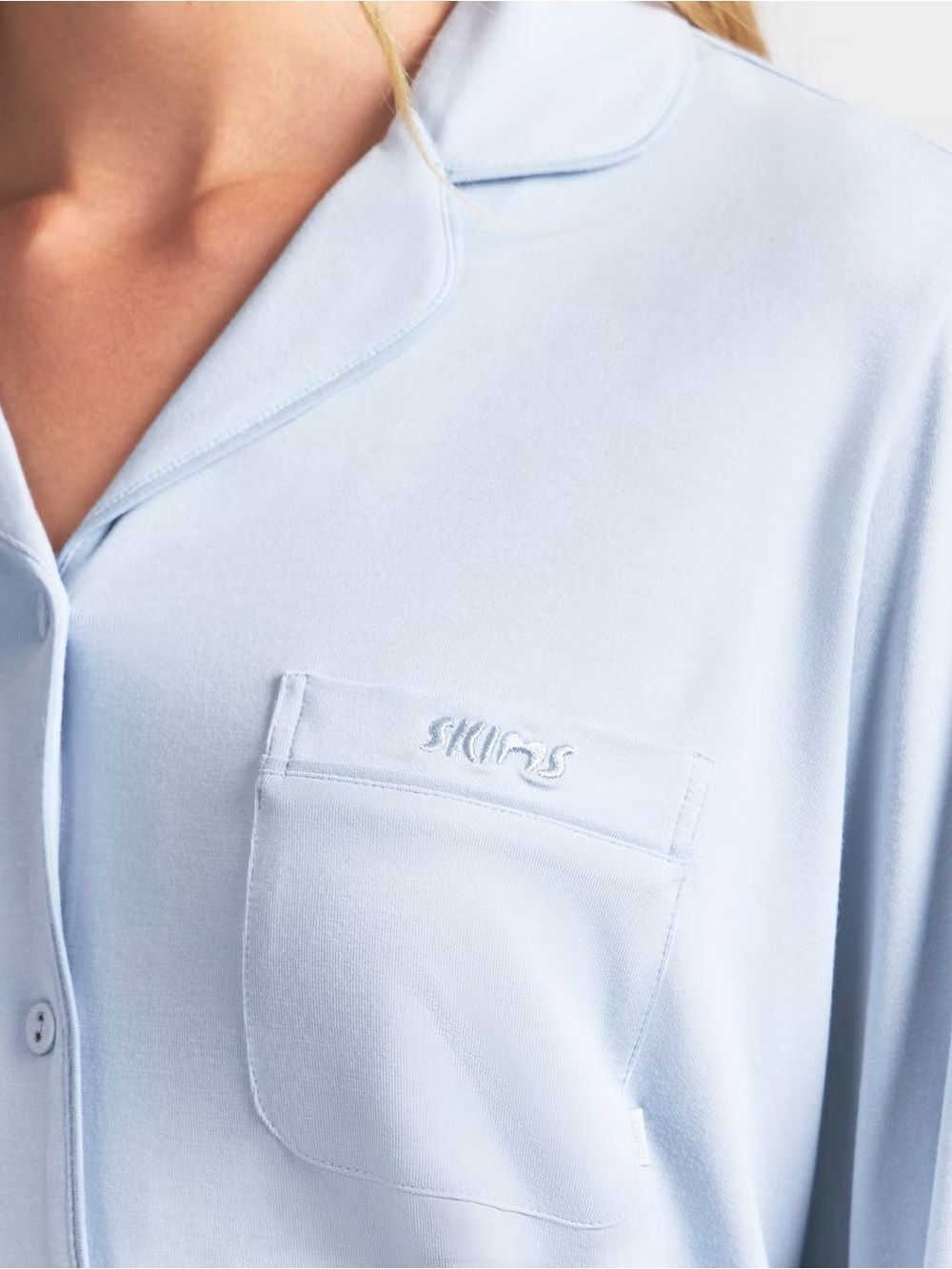 NWT SKIMS Zen Blue Sleep Shirt | Button-Down Loungewear | Size M - Picture 3 of 7